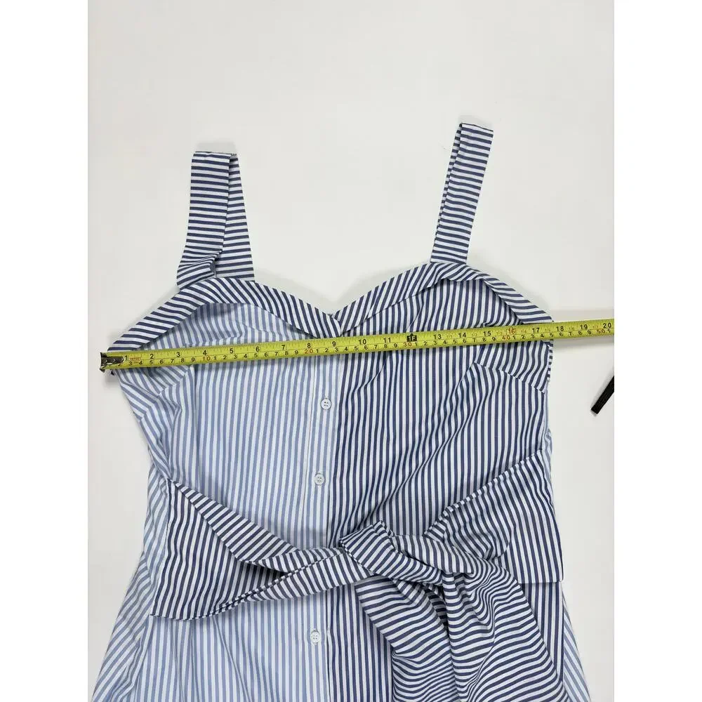 Walter Baker Blue White Stripe Tie Waist High-Low T-Shirt Dress M Coastal Resort